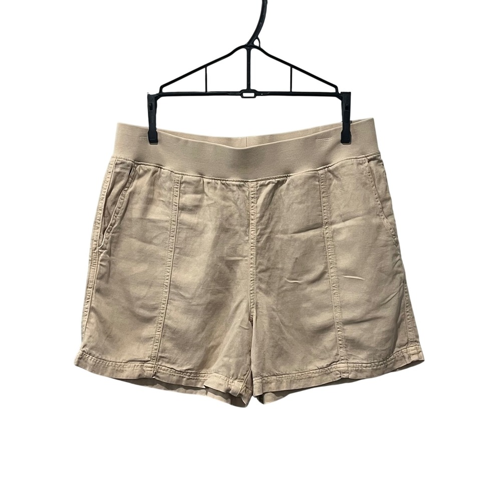 Faherty Arlie Day Shorts Women Small‎ Tan Linen Blend Pull On Beach Resort